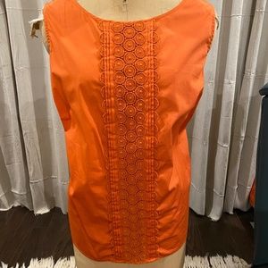 Talbots Orange Sleeveless Blouse with Crochet Trim 18W